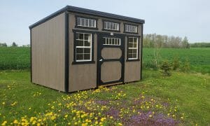 Shed in the middle of flower field